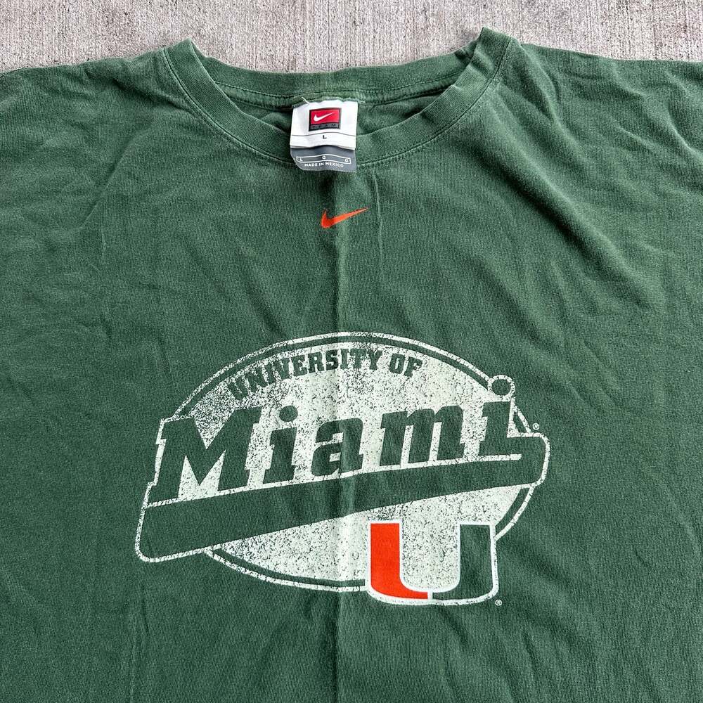 Vintage Nike Team University of Miami Hurricanes Green Graphic T-Shirt Men's Siz